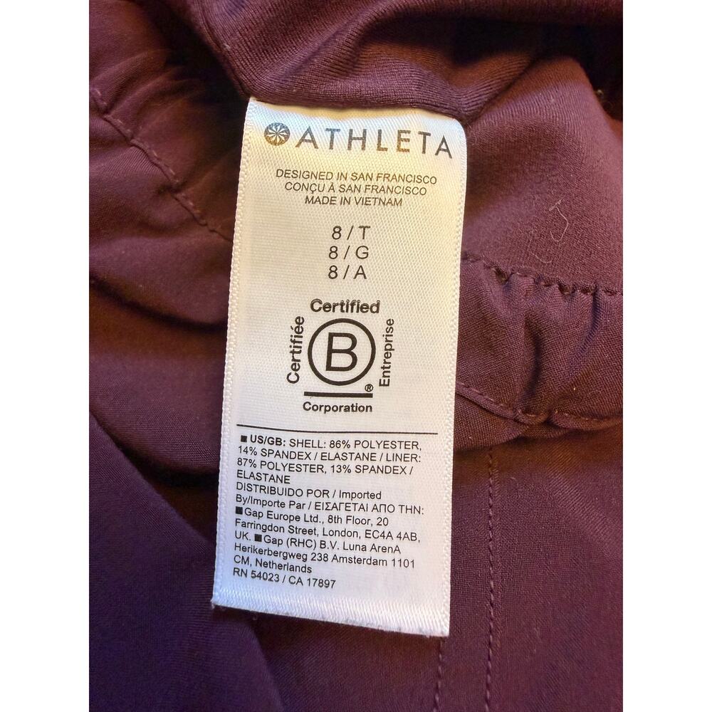 Athleta Attitude Lined Pants Womens 8 Tall Ruched Burgundy Athletic Jogger Dance - Picture 8 of 13